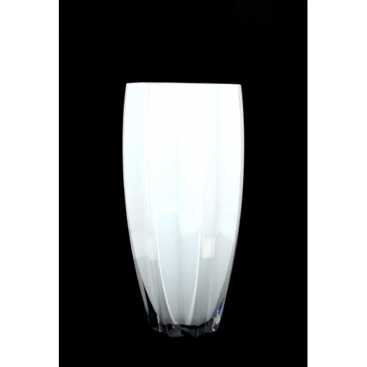 VERRERIE VASE BOMBE BLANC D13.5 H30