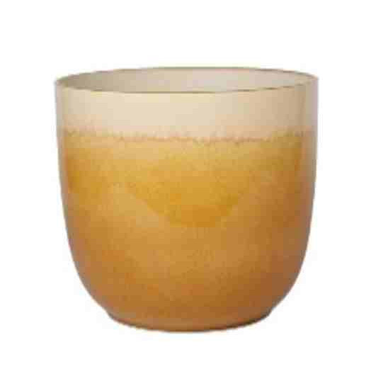 CACHE POT PLASTIQUE VERNICIA MOUTARDE D28