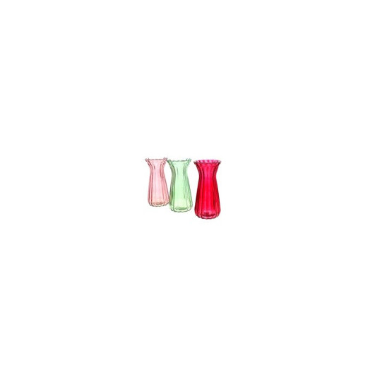 VASE VERRE ROSE D10.7 H22