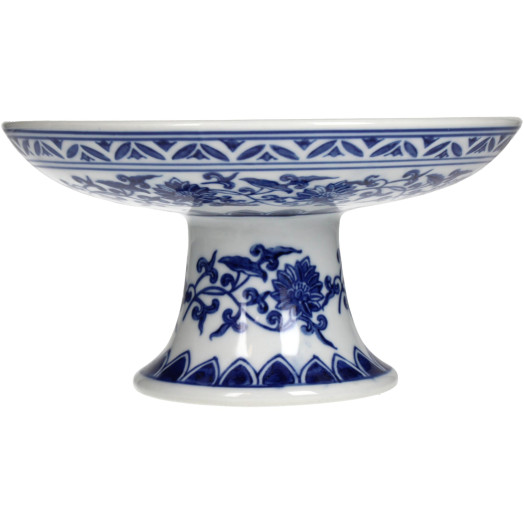 PLAT A GATEAUX PORCELAINE BLEU D20.5 H11