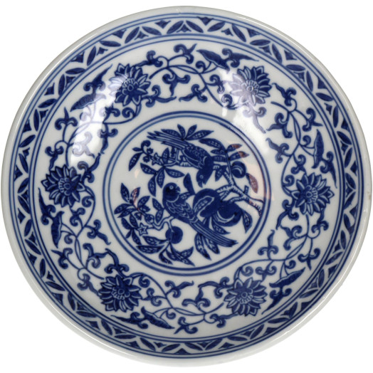 PLAT A GATEAUX PORCELAINE BLEU D20.5 H11